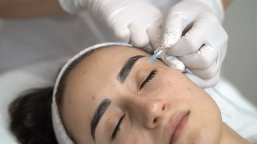Iniekcja dwutlenku węgla podczas karboksyterapii twarzy w PRIVE Beauty & Hair w Gdańsku