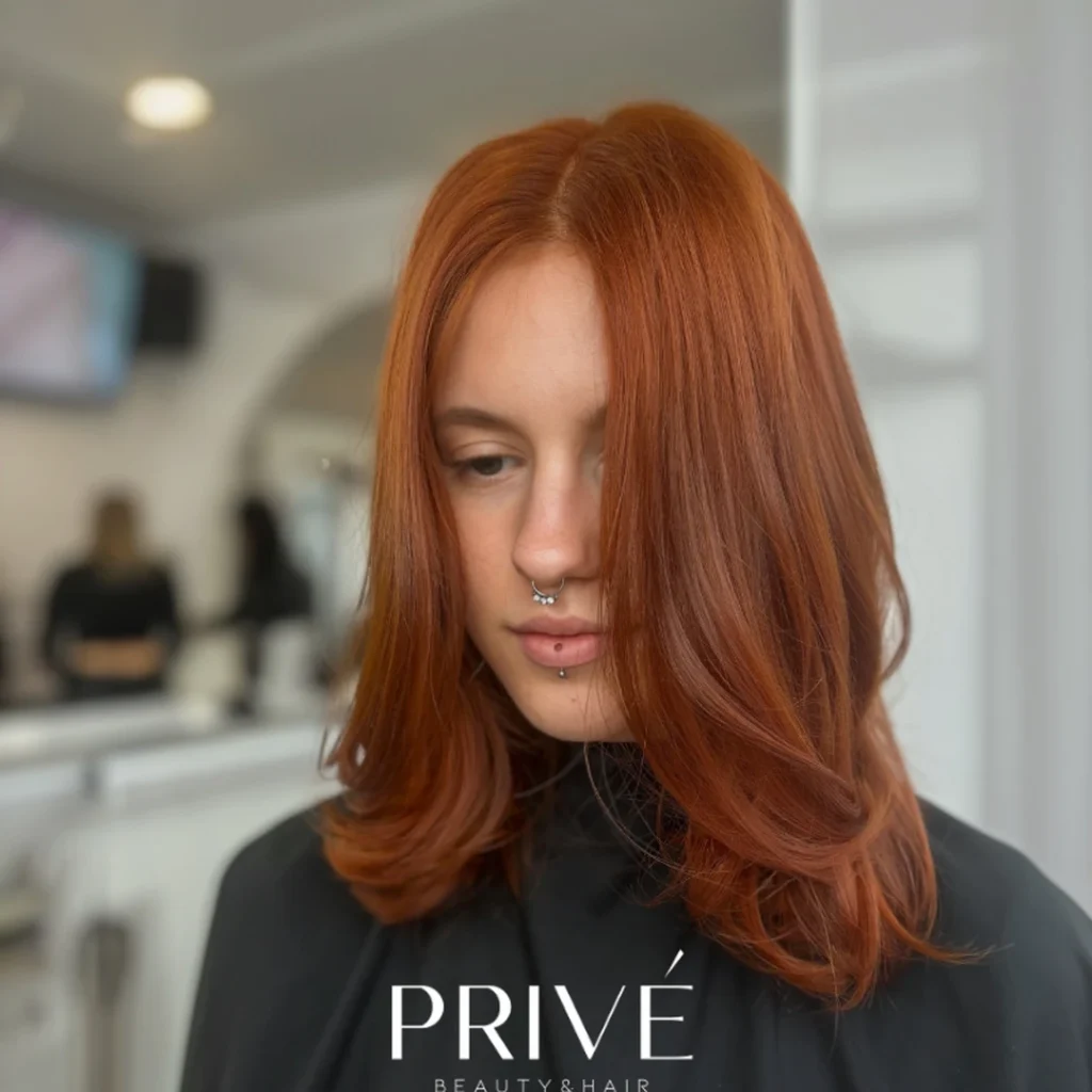 Koloryzacja włosów – koloryzacja rudych włosów w PRIVE Beauty & Hair w Gdańsku