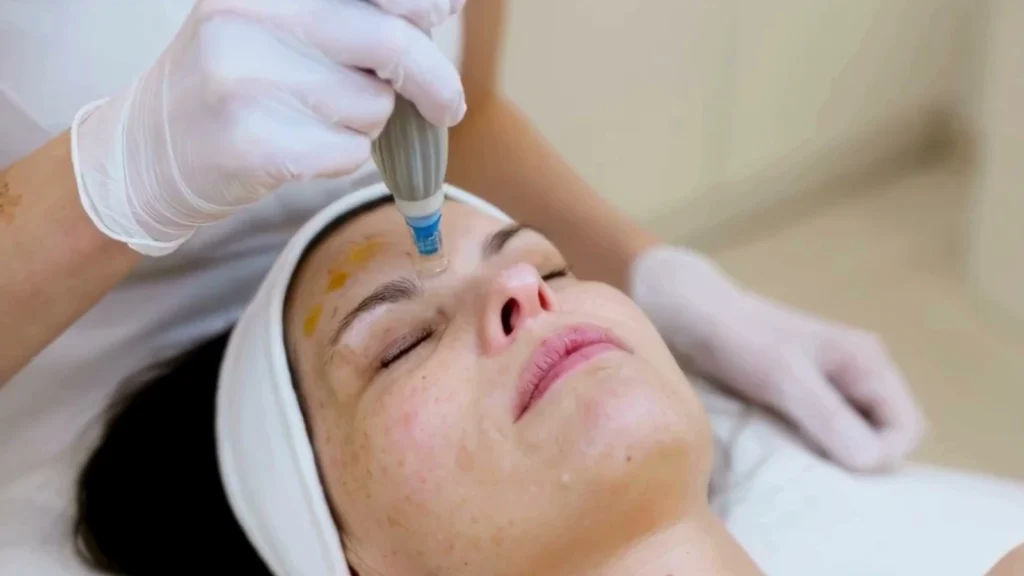 Zabieg mezoterapii mikroigłowej urządzeniem Dermapen na czole w PRIVE Beauty & Hair w Gdańsku